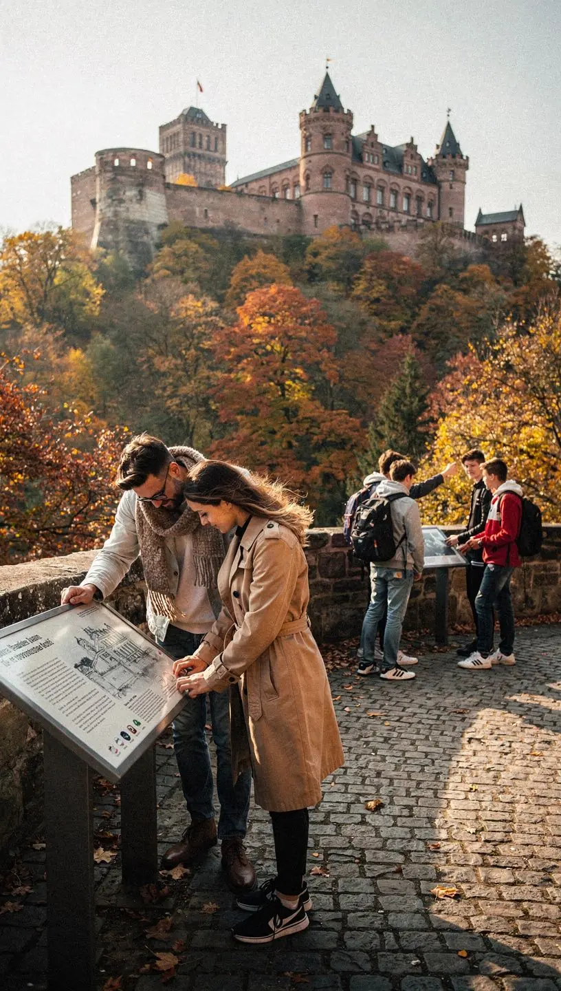 Authentisches Traditionsfest mit kostümierten Darstellern vor einer historischen Burgruine.